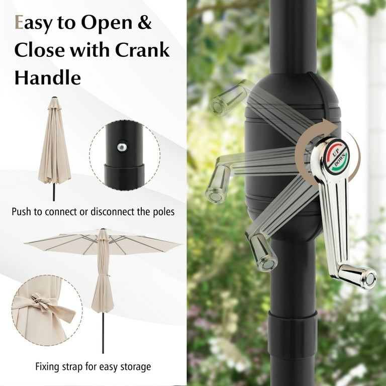 Costway 10FT Large Patio Umbrella with Deck Crank, 6 Ribs Costway 10FT Large Patio Umbrella with Deck Crank, 6 Ribs