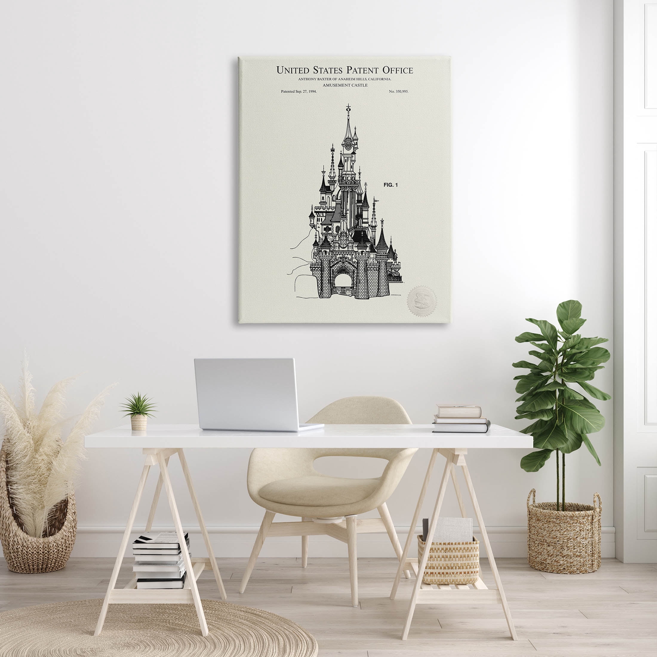 Stupell Industries Intricate Castle Blueprint Diagram Graphic Art Gallery Wrapped Canvas Print Wall Art, Design by Karl Hronek