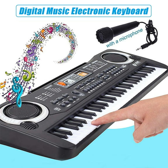 61 Keys Electronic Digital Piano Keyboard with Dual Speakers Microphone USB Powered