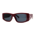 thumbnail image 2 of Mod Narrow Rectangle Plastic Thick Temple Minimal Sunglasses Burgundy Black, 2 of 4