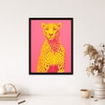 thumbnail image 4 of Cerise Cheetah Bold Animal Yellow Pink Art Print Framed Poster Wall Decor 12x16 inch, 4 of 5