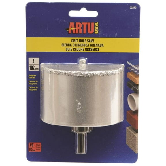 ARTU 02870 Hole Saw, 4 in Dia, 2-1/4 in D Cutting, 5/8-18 Arbor, Tungsten Carbide Cutting Edge