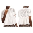 thumbnail image 3 of Blusa Acampanada con Detalle de Encaje para Mujer, Corta, Cuello Redondo, Holgada, Estilo Informal y Elegante. S, 3 of 7