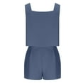 thumbnail image 6 of Sleeveless 2 Piece Outfits for Women Solid Color Tank Tops and High Waisted Shorts Summer Beach Sets Women Lounge Set Clearance Sale, 6 of 7