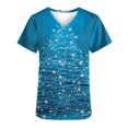 thumbnail image 4 of Fiudx Camisas para Mujer Blusa de Manga Corta con Cuello En V para Mujer, Uniforme de Pascua con Bolsillos Impresos, Blusa de Enfermería, 4 of 5