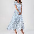 thumbnail image 4 of Awdenio Summer Dresses for Women Summer Floral V Neck Wrap Short Sleeve Dress Flowy Elegant Casual Wedding Guest Dresses, 4 of 8
