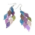 thumbnail image 2 of Dangle Earrings for Women Ladies, Prom Handmade Boho Super Lightweight Chandelier Leaf Shape Long Dangle Drop Earring Gold Silver Plated, Pairs, 2 of 8