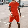 thumbnail image 1 of UVEASISHA Mens Workout Short Sets 2 Piece Outfits Striped Patchwork Tracksuit Outfit Big and Tall Sports Shorts Sets with Drawstring Summer Casual Sweatsuit Clearance Sales Today, 1 of 7
