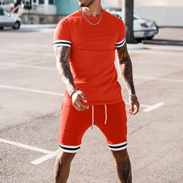 UVEASISHA Mens Workout Short Sets 2 Piece Outfits Striped Patchwork Tracksuit Outfit Big and Tall Sports Shorts Sets with Drawstring Summer Casual Sweatsuit Clearance Sales Today