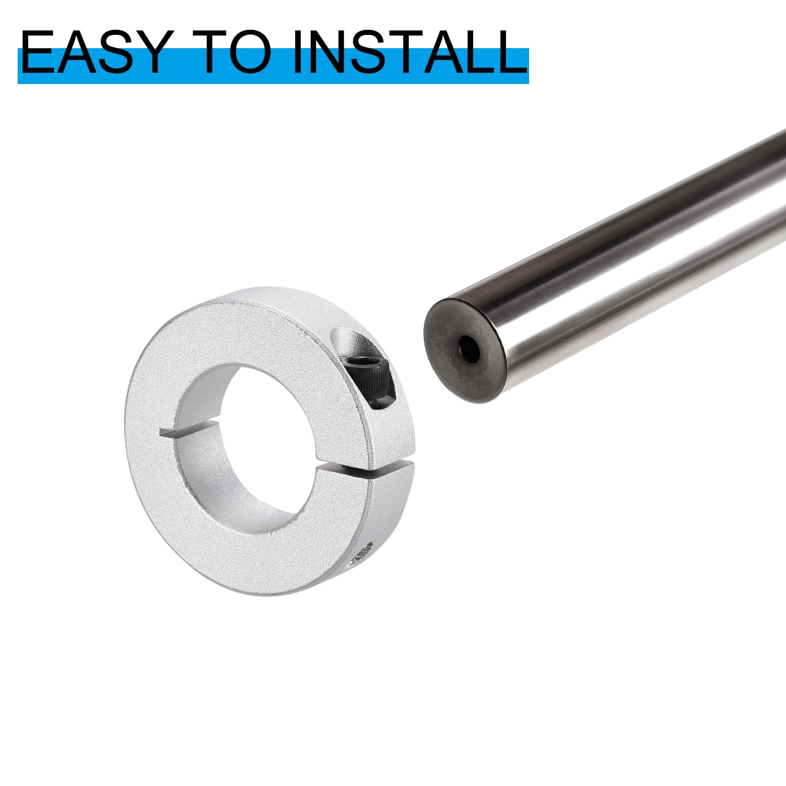 Aluminum Alloy Bore 32mm Single Split Shaft Collar 60mm OD 15mm Thickness with Set Screw, Silver 4 Pack