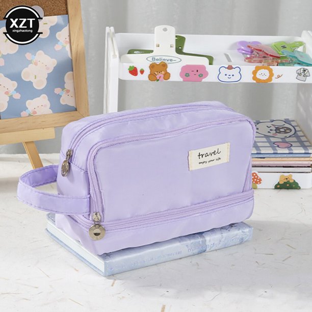 Bolsas de lápices de tres capas para niños, estuche de lápices de gran capacidad, bolsa de almacenamiento de bolígrafos estacionarios, organizador Simple, suministros escolares