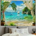 thumbnail image 2 of Creowell  Beach Tapestry Tropical Ocean Islands Coconut Tree Palm Leaf Summer Hawaii Holiday Paradise Exotic Wall Hanging Bedroom Living Room Hanging Decorative Blanket 40x30inch, 2 of 6
