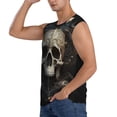 thumbnail image 3 of Lsque Gold Pattern Skull Print Men's Cotton Blend Sleeveless Muscle Shirts (S-3XL)- Moisture Wicking, Odor Protection, UPF 30+,XX-Large, 3 of 8