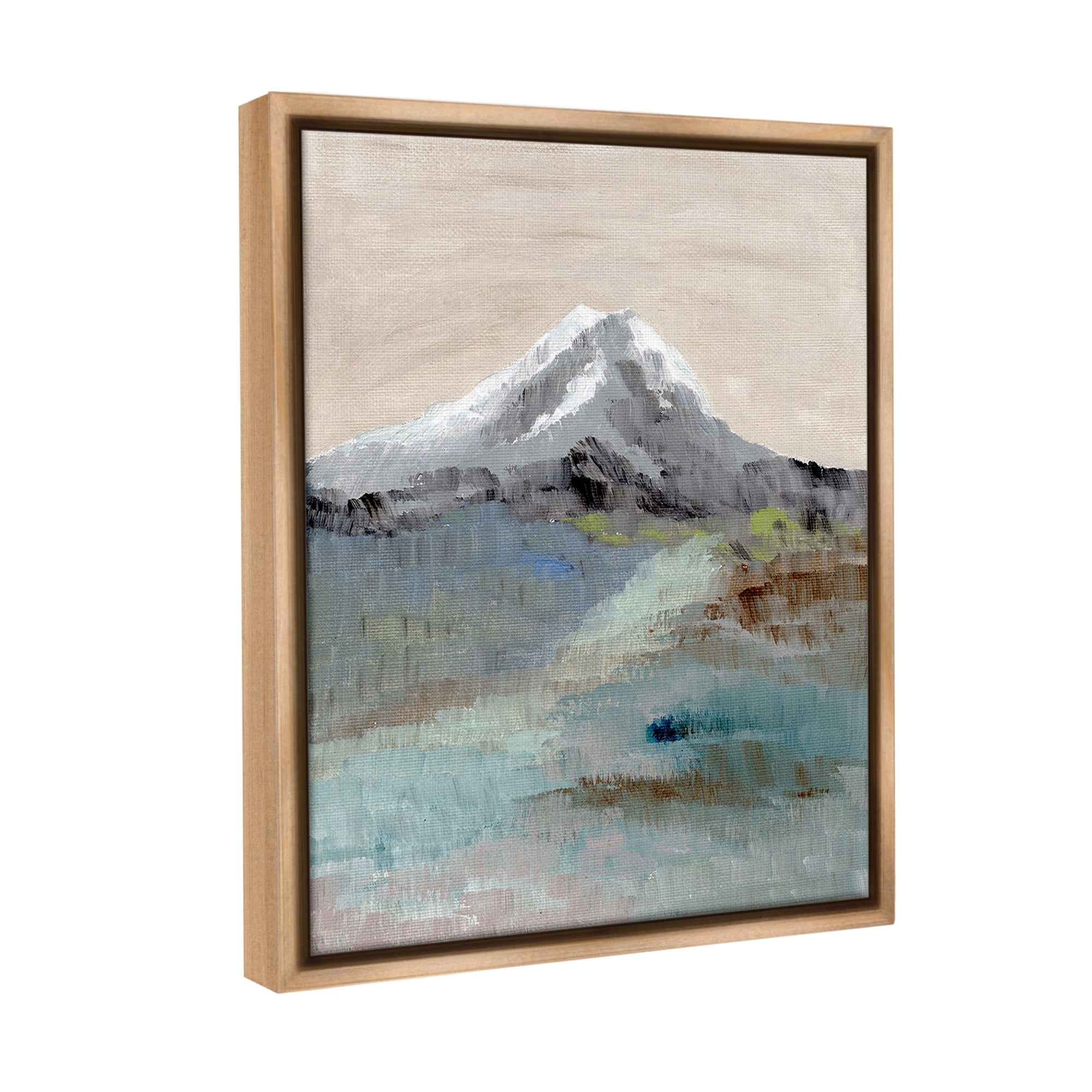 Stupell Industries Brushed Abstract Volcano Landscape Painting Brown Floater Framed Canvas Art Print Wall Art, 25 x 31
