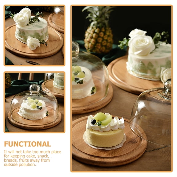 RENACLIPY Clear Round Glass Cake Dome Cover with Serving Tray Design for Weddings and Parties Food Protection 5.9×5.9×4.5in