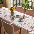 thumbnail image 3 of Christmas Snowflakes Table Cloths for 8 Foot Rectangle Tables, Red Yellow Gray Winter Snowy Patio Waterproof Elastic Fitted Tablecloths, Washable Rectangular Table Cover for Camping, 3 of 8