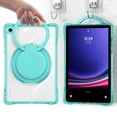 thumbnail image 3 of ELEHOLD Rotating Shockproof Case For Samsung Galaxy Tab A9+/ A9 Plus Full Body Protection Clear Rugged Cover, 360° Rotating Ring Hand Grip Stand, Nylon Shoulder Strap,Lightgreen, 3 of 10