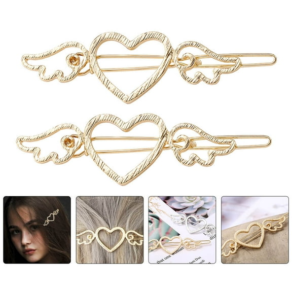 MUSEYA 4PCS Alloy Heart Bobby Pin Decorative Metal for Girls Daily Life