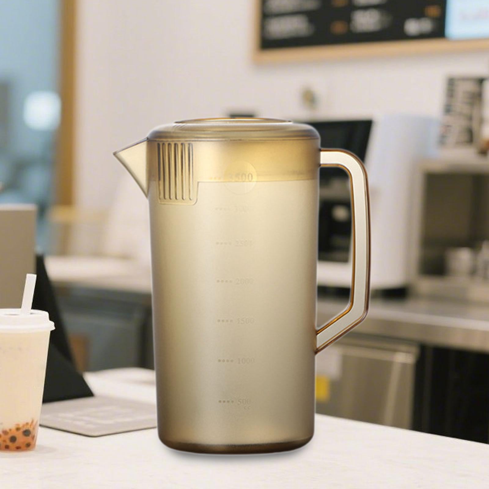 Fiocias Pitcher with scale, portable water pitcher, beverage pot, kettle for restaurant, 3500ml Brown
