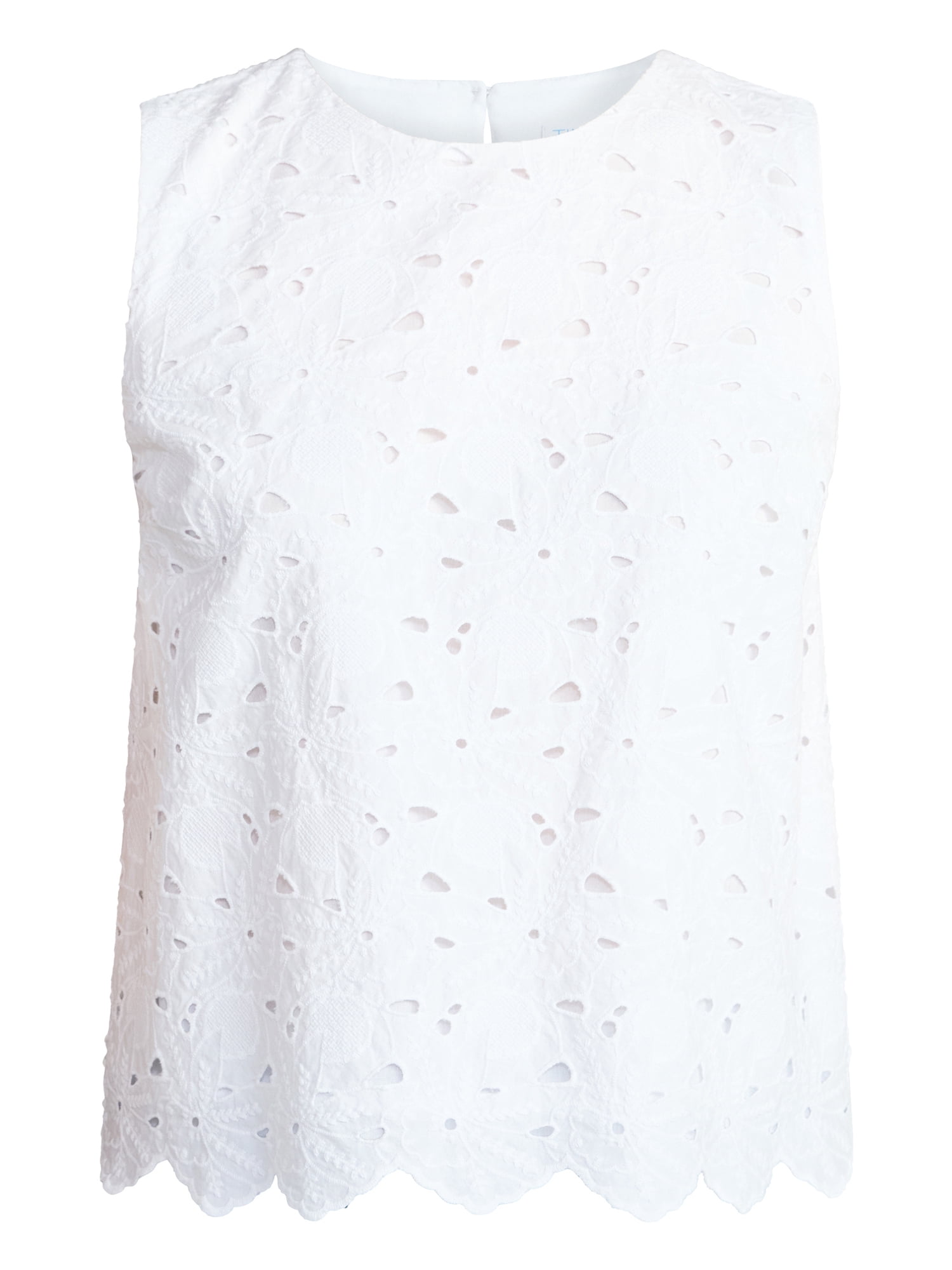 Time and Tru Women's and Women's Plus Sleeveless Cotton Eyelet Top, Sizes XS-4X