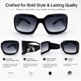 thumbnail image 4 of SA106 Bling Cross Revolver Gun Jewel Rhinestone Rectangular Fashion Sunglasses Black Frame - Gradient Black Lens, 4 of 6