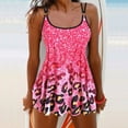 thumbnail image 2 of WREESH Womens Swim Dress Tankini Set Split Bikini Two-Piece Print Beach Swimsuit Beachwear Bathing Suits Hot Pink, 2 of 5