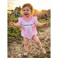 thumbnail image 4 of BemeyourBBs Newborn Baby Girl Summer Clothes Infant Baby Girl Mama's Girl Daddy's Girl Outfit Striped Bubble Romper Letter Heart Flower Embroidery Front Bows Ruffled Short Sleeve Bodysuit Jumpsuit, 4 of 9