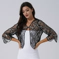 thumbnail image 2 of TiaoBug Women Vintage Hollow Lace Bolero Cardigan Sequins Cape Evening Party Dress Shrug Cover Up Silver One Size, 2 of 7