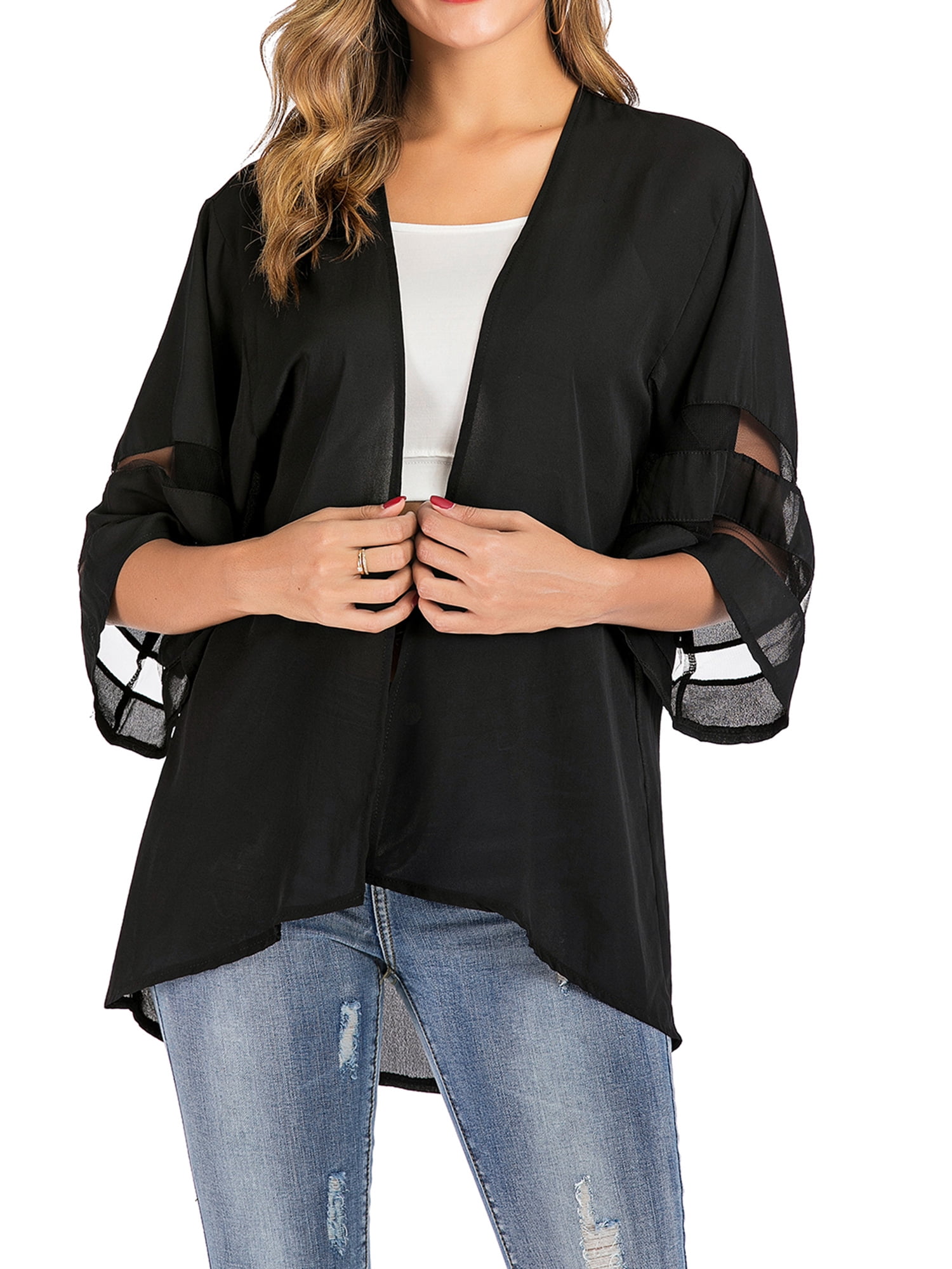 SAYFUT Juniors Womens Sheer Chiffon Cardigan Loose Summer Cover up