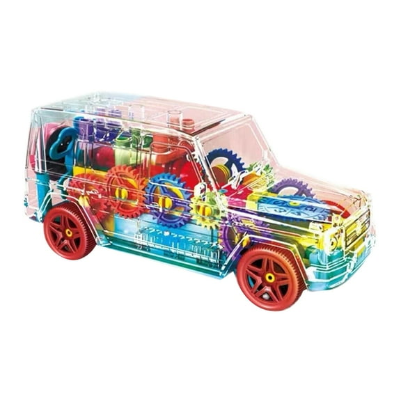 Light-Up Transparent Car Toy, Sensory Toys, Light Up Toy, Toy Car with Colorful Moving Gears for Birthday Gifts Early Education
