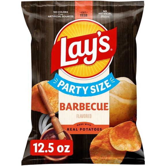 Lay's Barbecue Flavored Potato Chips, Party Size, 12.5 oz Bag