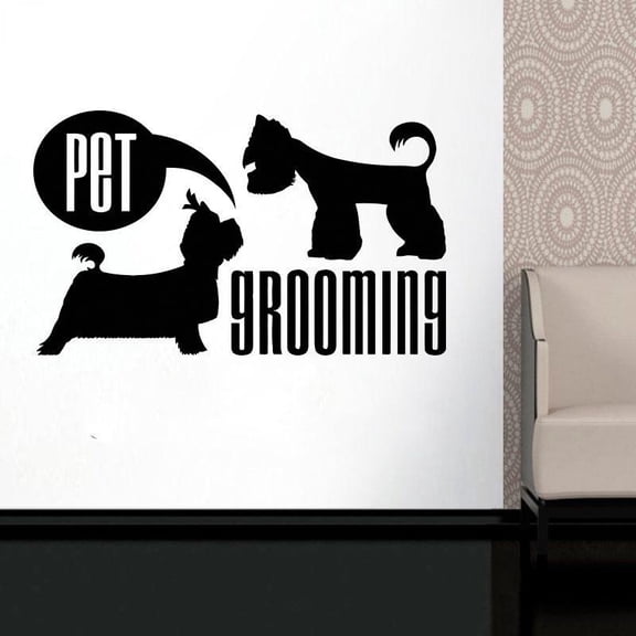 Pet Grooming Wall Decal- Dog Grooming Salon Decor- Animal Decals For Pet Shop Window - Dog Lover Gift DIY Murals 57x34cm