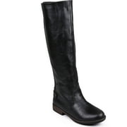 Brinley Co. Womens Wide Calf Buckle Tall Round Toe Riding Boots ...