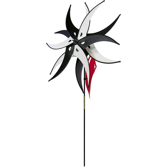 Wind Fairys Black and White Jester with Rotating Windsail - Outdoor Spinning Garden Décor