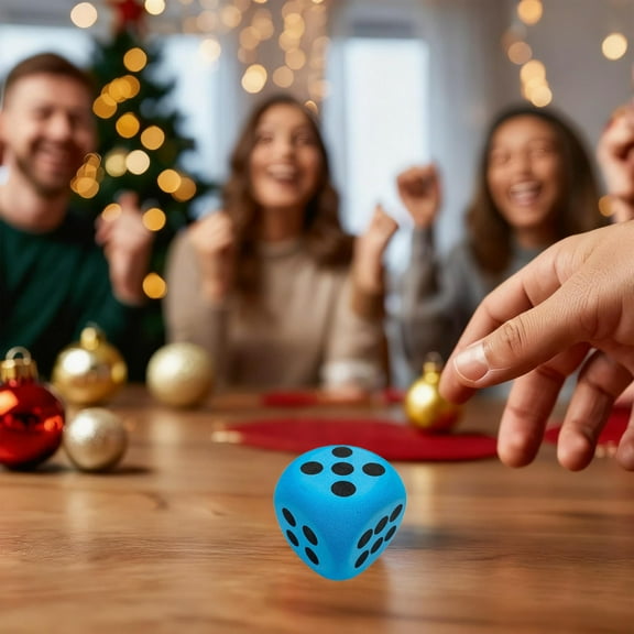 Christmas Santa Swap Gift Exchange Dice, Six-Sided Funny Colored Foam EVA Dice, Fun Party Game Toy for Holiday Gatherings, Adds Excitement to Gift Swaps and Christmas Parties, Blue, 1pcs