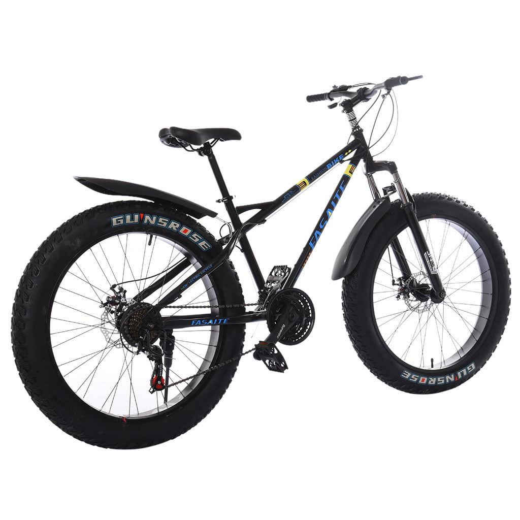 26-inch 4"W Fat Tire Mountain Bike 21-Speed Bicycle High-Tensile Steel Frame USA 