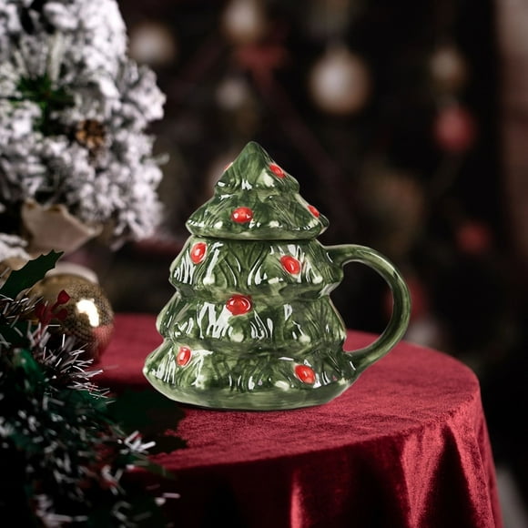 Dvkptbk Ceramic cup Christmas Tree Ceramic Coffee Mug Christmas Family Practical Living Supplies Kitchen Appliances Christmas Decorations