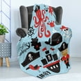 thumbnail image 4 of Pirate Soft Flannel Fleece Throw Blanket, Design Skull Octopus and Boy in Conceptual Dress, Cozy Plush for Indoor and Outdoor Use, 50" x 60", Blue Dark Pink, by Ambesonne, 4 of 5