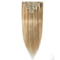 thumbnail image 1 of Extensions de Cheveux Humains Remy 100 % à Clip, Cheveux Humains Lisses et Soyeux, 7 Pcs, 15 clips, 1 of 6