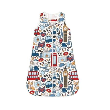 

Fotbe London Symbols1 Pattern Sleep Sack - Baby Wearable Blanket with Zipper Extra Soft Cotton Sleeveless Sleeping Bag for Infants-Medium