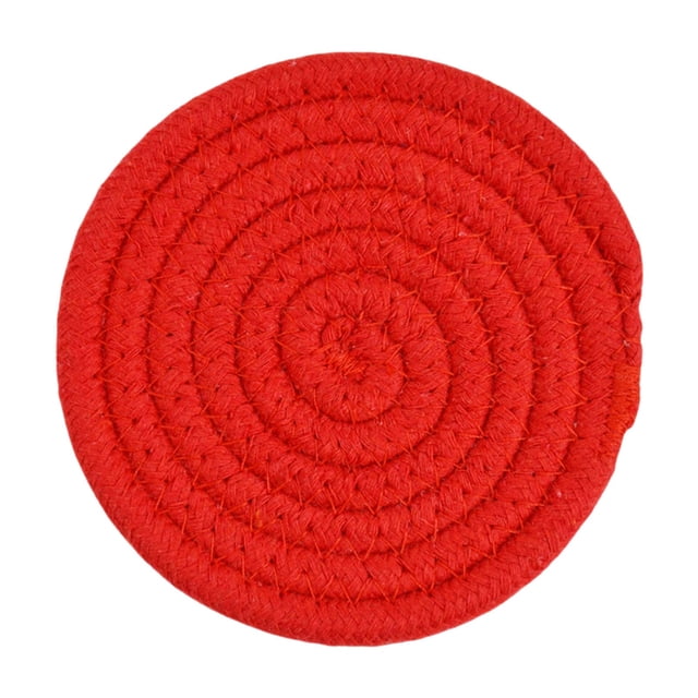 Woven Coasters for Drinks,4.33 Inch Colorful Boho Absorbent Drinking Coaster, Minimalist Cotton Woven Coaster for Living Room Decor, Home Tabletop Decor, Bar Essentials for Coffee Table(Red)
