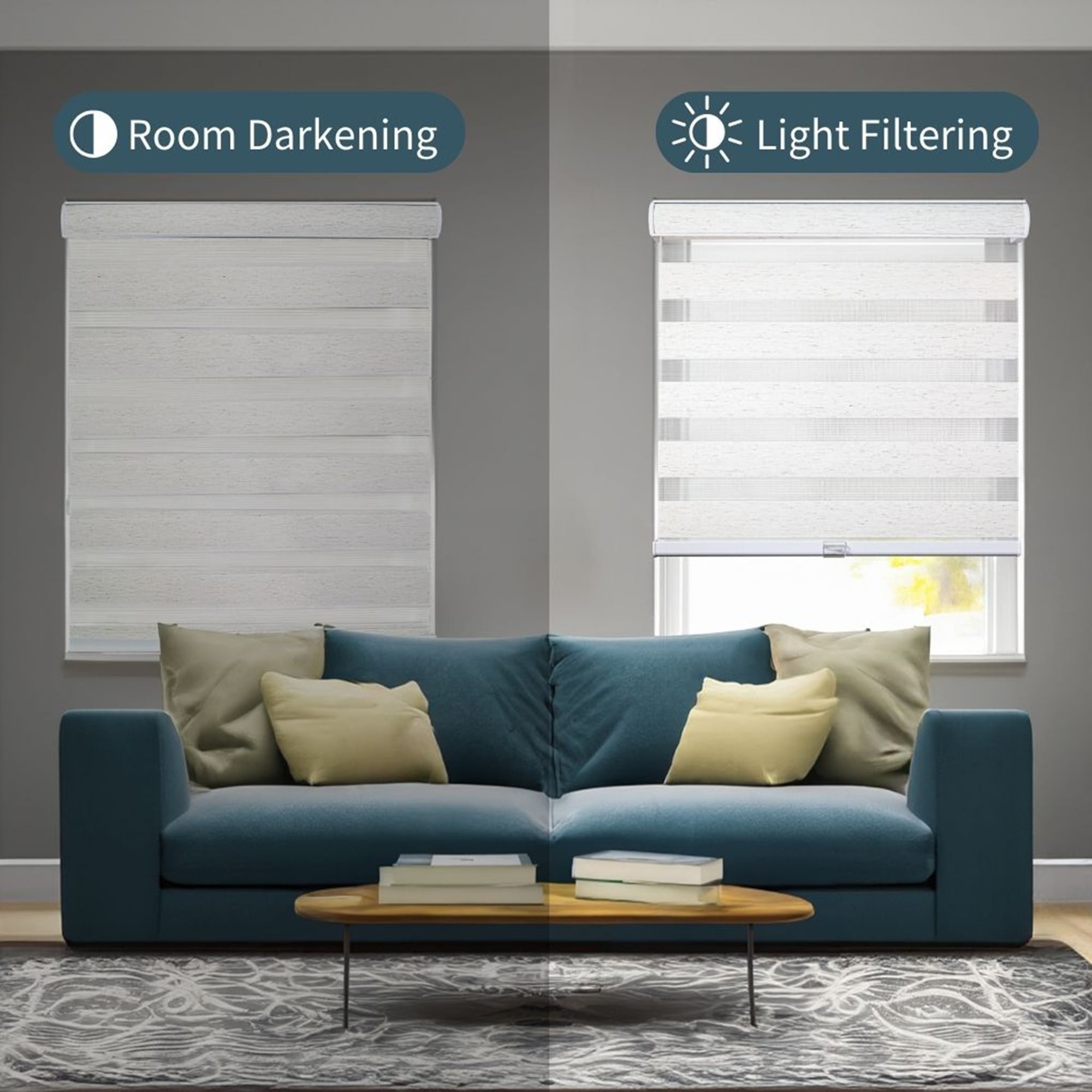 CHICOLOGY Zebra Roller Shades | Room Darkening | Natural White |28"W X 72"H| Dual Layer Light Filtering Blinds | Cordless Window Shades for Home & Office | Easy Install