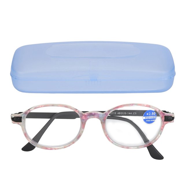 Gafas de lectura para personas mayores con bloqueo de luz azul, montura redonda de alta definición para hombres y mujeres +250 montura de rayas rosas