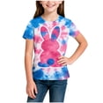 thumbnail image 5 of Girl's Graphic T-Shirt Tie Dye Bunny Silhouette Print Short Sleeve Crew Neck Top Kids Spring Festival Casual Playwear Outfits for Teen, 5 of 5