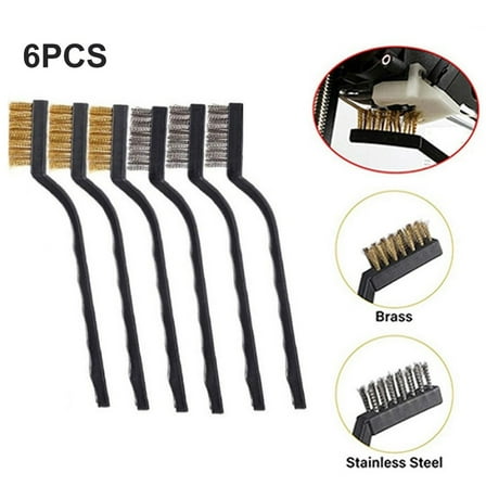 Wuweikeji 6 Pcs Wire Brass Brush 170mm Mini Brushes Steel Brass Rust Remover Paint Remove Metal Scrubbing Polishing Burring Brush-Wire Brush