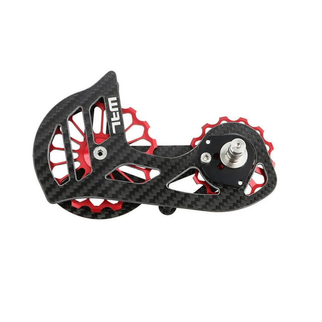 Soidarity Polea de fibra de carbono de alta resistencia, jaula de cambio trasero, aleación de aluminio, resistente al desgaste, Kit de rueda guía, Ciclismo Negro/Rojo SD3 Soidarity OD024405-06