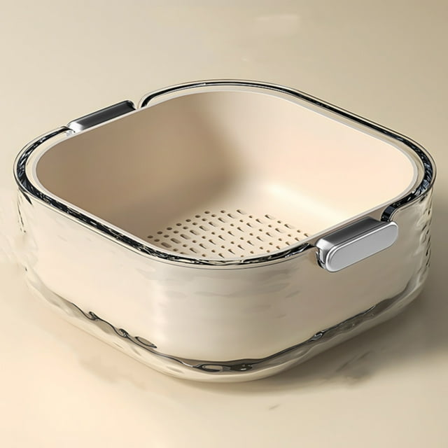 Oleegame 1PC Shower Soap Dish With Hook Double Layer Drain Basket Vegetable Washing Basin Washing Filter Double Layered Stackable Detachable Bowl Strainer