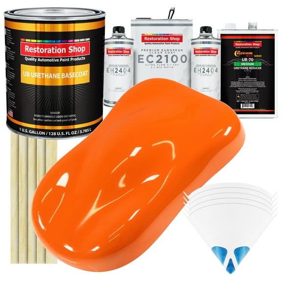 Restoration Shop - Omaha Orange Urethane Basecoat with European Clearcoat Auto Paint - Complete Gallon Paint Color Kit - Automotive Refinish Coating