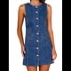 thumbnail image 3 of Vestido Vaquero para Mujer, Sin Mangas, con Botones, Minivestido Informal de Verano con Bolsillo, Atuendos de Moda. Azul L, 3 of 10