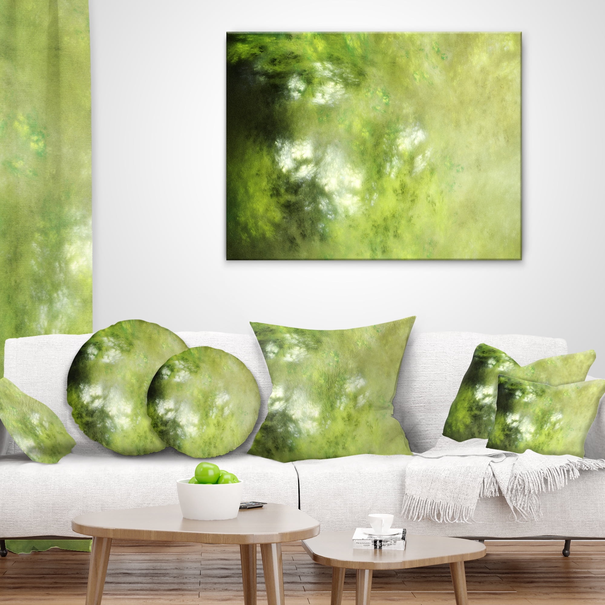 Designart Blur Green Sky with Stars - Abstract Throw Pillow - 12x20